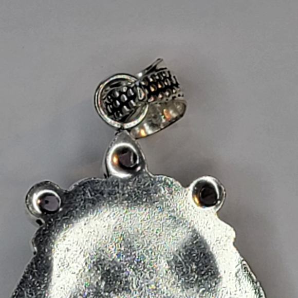 Sterling Silver Pendant with Multicolor Stone Face and Amethyst Accents - Picture 4 of 12